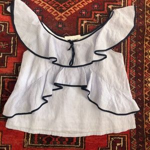 J crew blue and white blouse